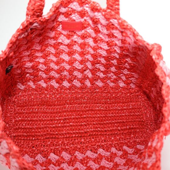 Kate Spade High Tide Striped Crochet Raffia Medium Tote Bag - Ladybug - NWT - Picture 6 of 11